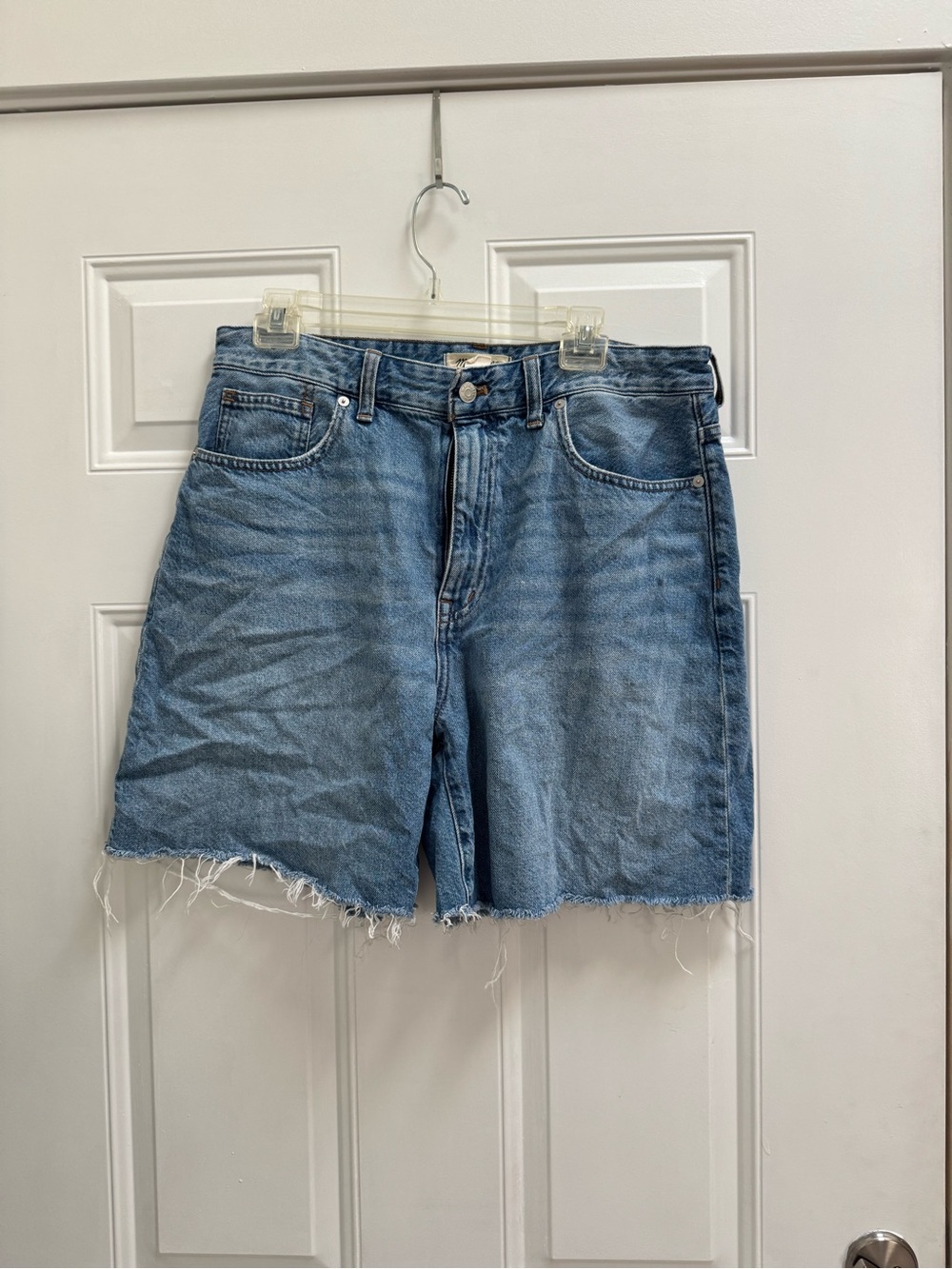 Madewell Light Blue High-Rise Raw Hem Denim Shorts